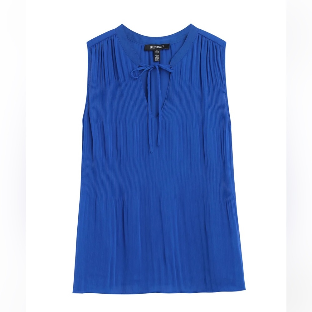 Ellen Tracy Cobalt Sleeveless Pleat & Release Top sz XL - Picture 3 of 13
